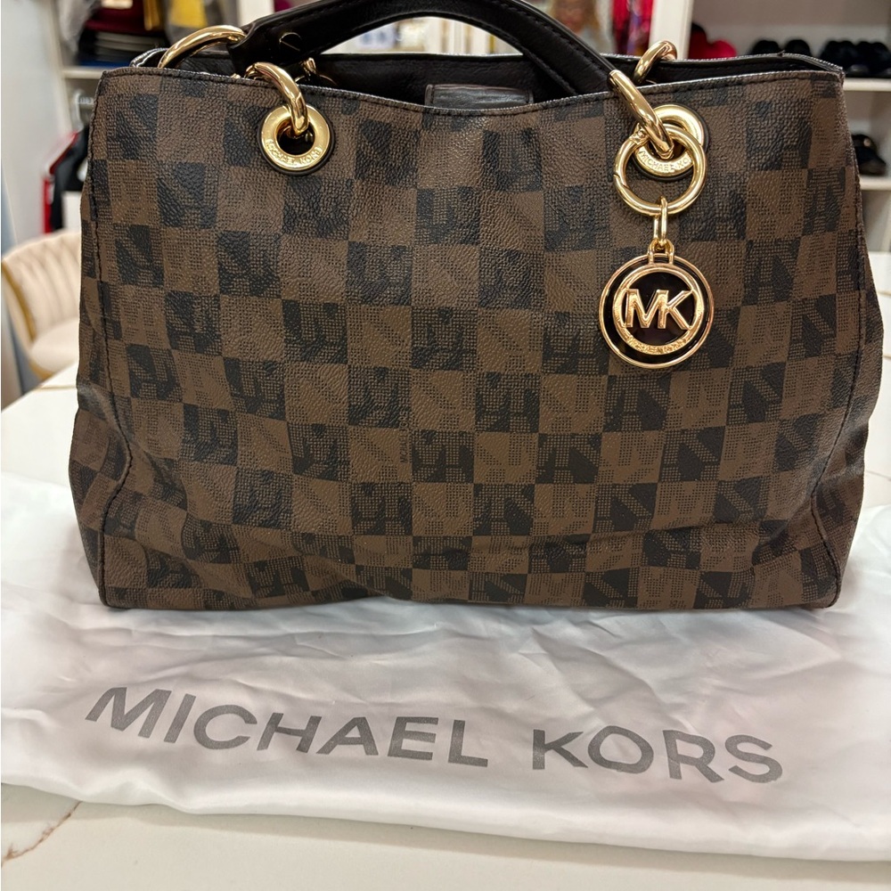 Michael Kors Brown Tote with Gold Hardware